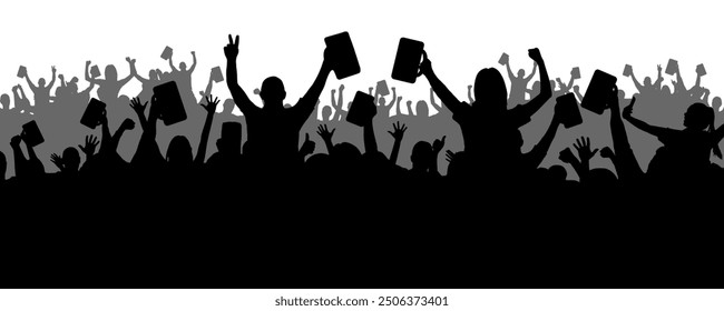 Oktoberfest background with party crowd, two layers for your own color style, flat design, transparent background, 