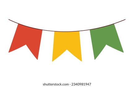 Oktoberfest background. Red, green and yellow garlands isolated on white background. Vector illustration