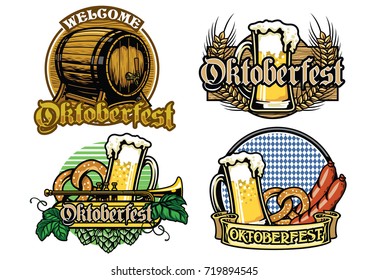 oktoberfest badge design collection in full colored