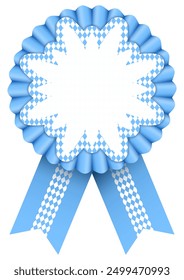 Oktoberfest Badge Edelweiss Ribbon Diamond Pattern Light Blue