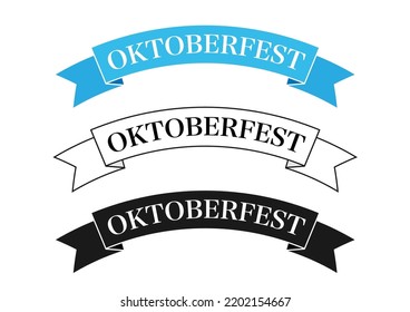 Oktoberfest banderole in three colors and German text - Oktoberfest -,
Vector illustration isolated on white background
