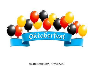 Oktoberfest banner with balloons in national colors of Germany