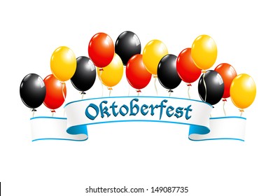 Oktoberfest banner with balloons in national colors of Germany