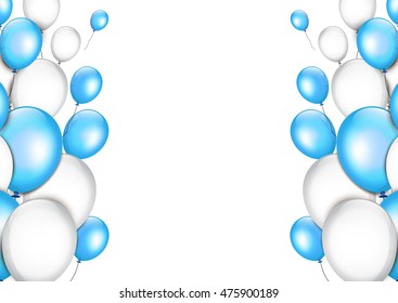 Oktoberfest banner. Balloons in traditional colors of Bavaria. Holiday banner with blue and white balloons. 
