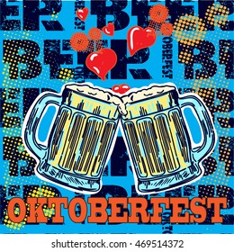 Oktoberfest Banner. Beer festival stylish design element for badge, sticker, poster and print, t-shirt, apparel. Vector