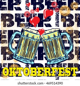 Oktoberfest Banner. Beer festival stylish design element for badge, sticker, poster and print, t-shirt, apparel. Vector