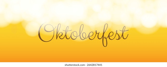 Oktoberfest banner with beer foam and inscription. Horizontal Beer background.