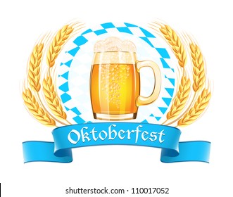 Oktoberfest banner with beer mug and wheat ears