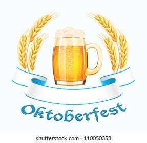 Oktoberfest banner with beer mug and wheat ears