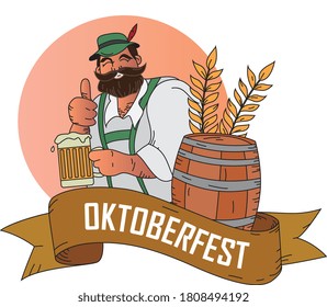 Oktoberfest banner with cheerful man