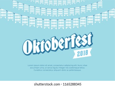 Oktoberfest banner. Clean background with Oktoberfest logo and blue checkered buntings. Munich beer festival card.