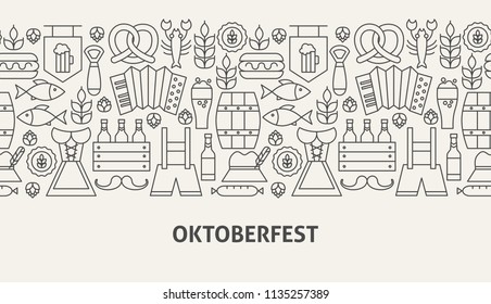 Oktoberfest Banner Concept. Vector Illustration of Line Web Design.