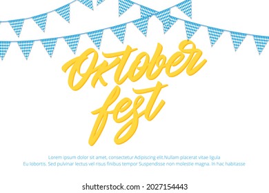 Oktoberfest banner design. Germany beer festival background with lettering text and buntings