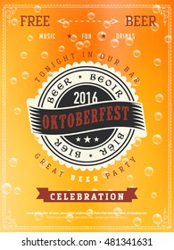 oktoberfest banner design template brew texture with bubbles and logo beer festival background cream bar traditional banquet scene gold festival glassware orange treasure ceremony sign foam celebratio