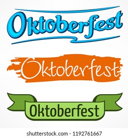 Oktoberfest banner with hand sketch color lettering. Vector illustration.