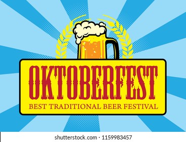 Oktoberfest banner and logo vector illustration with text.
