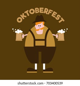 Oktoberfest banner. Man with beer. Stamp for flyer and t-shirt.