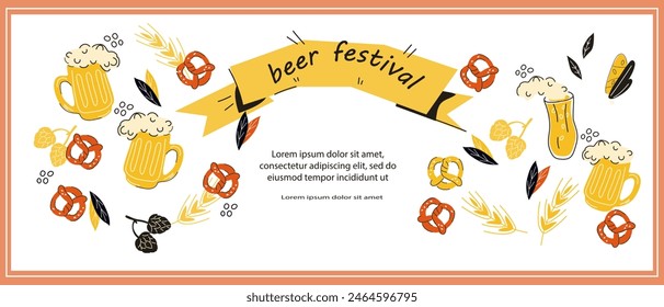 Oktoberfest Banner Vorlage Ein Hauch von bayerischem Flair zu jeder Party oder Veranstaltung, Bierfest, Vektorillustration isoliert auf weißem Hintergrund. Design für Oktoberfest Banner oder Flyer, Party.