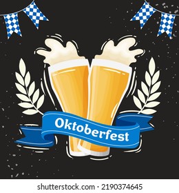 Oktoberfest banner. Vector flat template illustration for German beer.