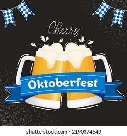 Oktoberfest banner. Vector flat template illustration for German beer.