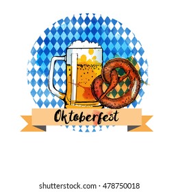 Oktoberfest banner. Watercolor vector background