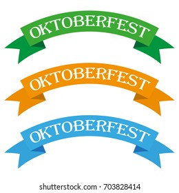 Oktoberfest banners in bavarian colors vector set. Bavaria festival white and blue Oktoberfest ribbon. Munich design national icon Oktoberfest ribbon culture tradition colorful sign.