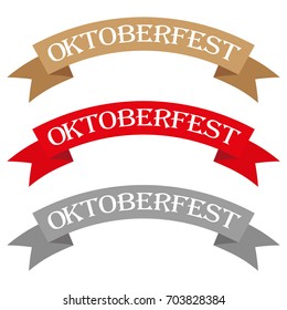 Oktoberfest banners in colors vector set. Munich design national icon Oktoberfest ribbon culture tradition colorful sign.