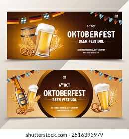 Oktoberfest banners in realisty style