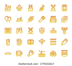 oktoberfest basic outline gradient icons pack