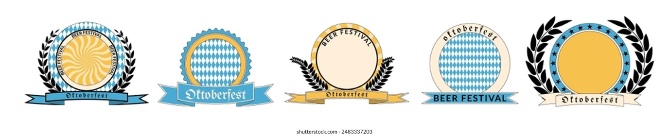 Oktoberfest Bavaria Beer Festival celebration. Label, logo, emblem or badge set templates for different design. Vector illustration