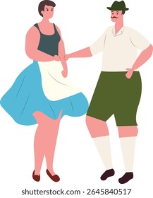 Oktoberfest Bavarian Couple Folk Dance Illustration