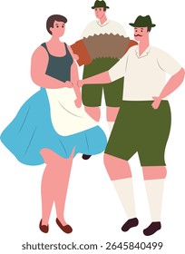 Oktoberfest Bavarian Folk Dance Couple Illustration