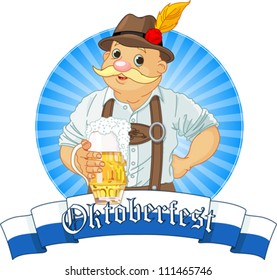 Oktoberfest Bavarian Label with stripe for text