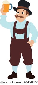 Oktoberfest Homem bávaro aplaude Beer Stein Cartoon