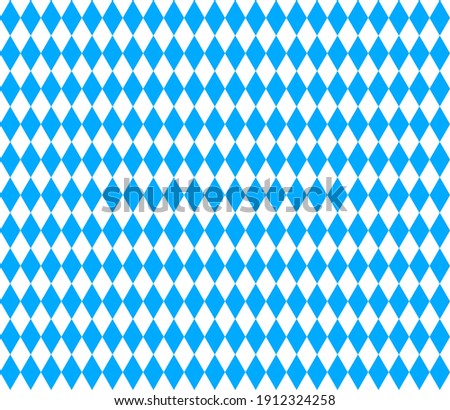 Oktoberfest bavarian pattern. Flag of bavaria. Background for german octoberfest in munich. Texture with white and blue rhombus. Seamless banner for fabric of bayern. Wallpaper and textile. Vector.