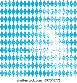 Oktoberfest bavarian traditional blue and rhombus background pattern. Grunge distress texture.