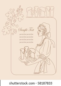 Oktoberfest bavarian woman in traditional clothes with beer