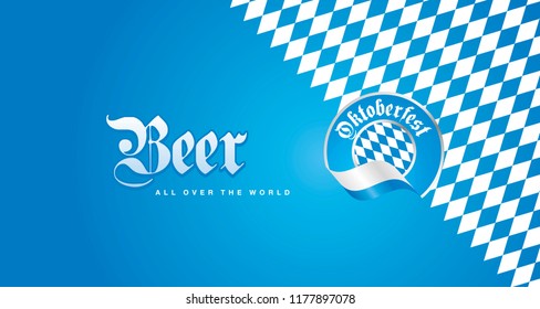 Oktoberfest Beer all over the World blue logo background