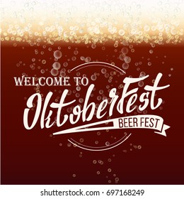 Oktoberfest Beer Background Vector. Beer Foam Background. Light Bright, Bubble And Liquid. Bavarian Beer Festival. Celebration Label Banner.