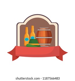 oktoberfest beer barrel bottles and germany hat emblem