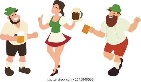 Ilustração do Desenho Animado da Celebração da Cerveja Oktoberfest