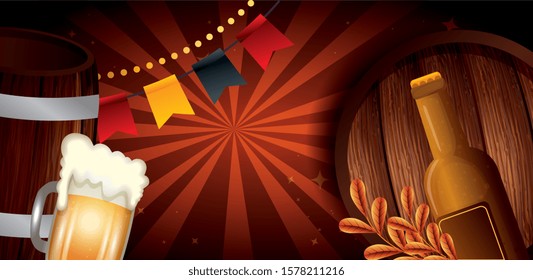 Oktoberfest beer design, Germany festival celebration europe landmark munich culture and party theme Vector illustration