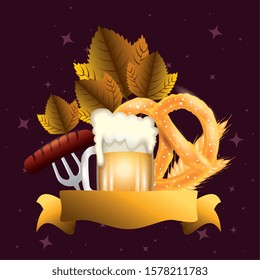 Oktoberfest beer design, Germany festival celebration europe landmark munich culture and party theme Vector illustration