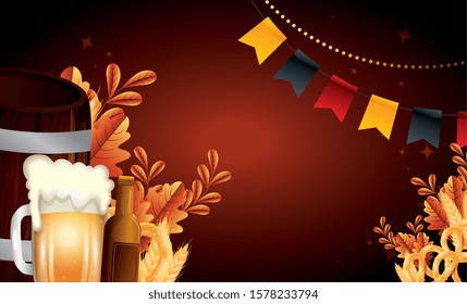 Oktoberfest beer design, Germany festival celebration europe landmark munich culture and party theme Vector illustration