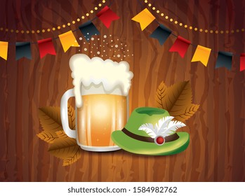 Oktoberfest beer design, Germany festival celebration europe landmark munich culture and party theme Vector illustration