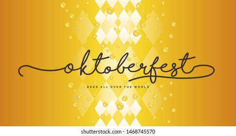 Oktoberfest Beer Festival 2019 Bavarian symbols gold yellow drops background