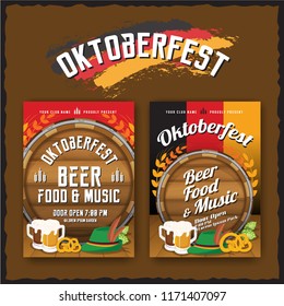 Oktoberfest beer festival advertisement poster template. Oktoberfest background for flyer cover, billboard, invitation card design. Vector illustration