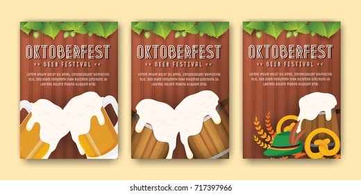 Oktoberfest beer festival advertisement poster template. Oktoberfest background for flyer cover, billboard, invitation card design. Vector illustration