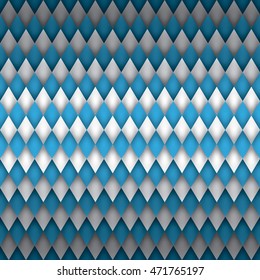 Oktoberfest beer festival background, blue and white wallpaper, volume rhombus vector pattern