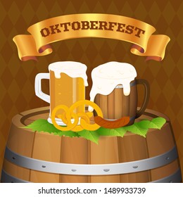 Oktoberfest  beer festival background concept. Vector illustration